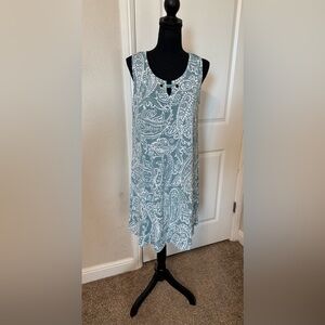 Espresso SZ L Mint Green and White Sleeveless Midi Dress A line Pullover VTG